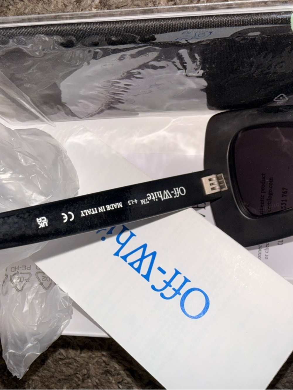 NEW! OFF-WHITE NASHVILLE BLACK/WHITE GREY AUTHENTIC SUNGLASSES - Picture 9 of 12